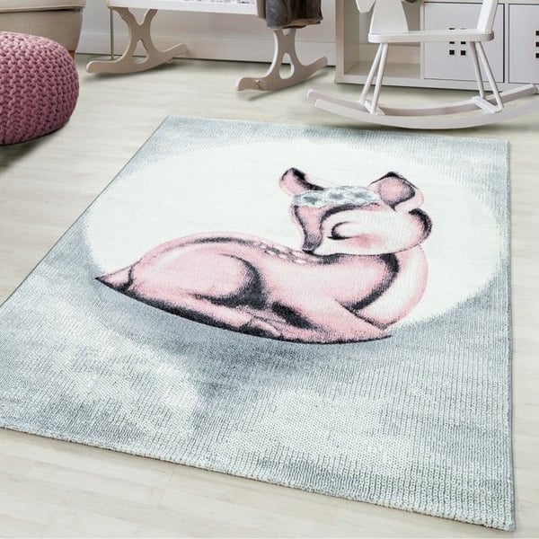 Barn- och babymatta Ayyildiz 140 x 200 cm - Rosa - 100% Polypropen - Mjuk ullkänsla med lugg - Ref 000850PINK