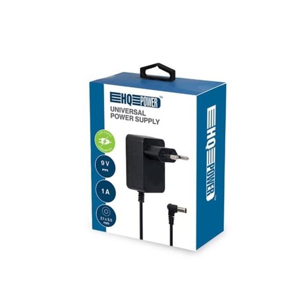 HQ-Power universaladapter, för IT-utrustning, 9 VDC, 1 A, 9 W, DC 5,5 x 2,1 mm kontakt, svart
