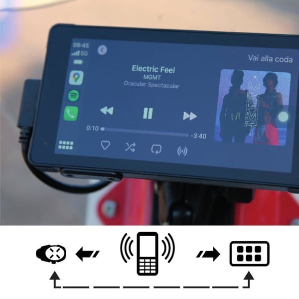 GPS-montering - INTERPHONE - Ridesync - Trådløs Wi-Fi - Kompatibel med CarPlay & Android Auto - IP66