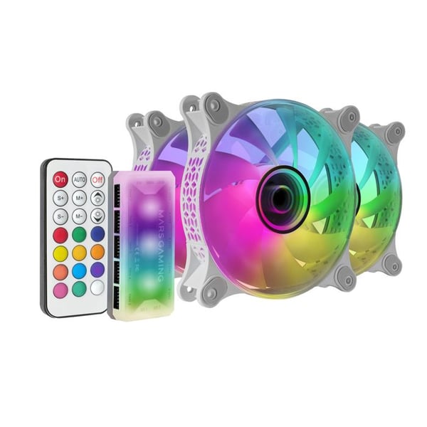 Kapsel fläktar - Mars Gaming - MF-3D RGB - 12cm - Vit - Kraftfull och tyst luftflöde