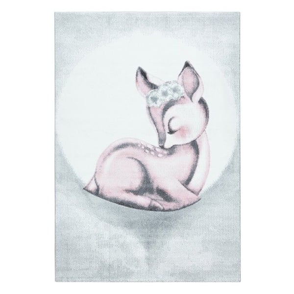 Barn- och babymatta Ayyildiz 140 x 200 cm - Rosa - 100% Polypropen - Mjuk ullkänsla med lugg - Ref 000850PINK