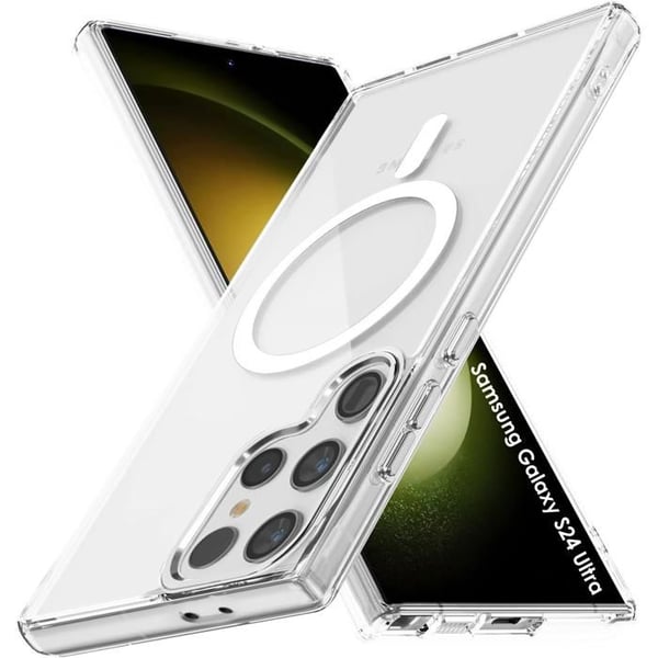 Skal - Phonillico® - Samsung Galaxy S24 ULTRA - Transparent silikon - Flexibel - Integrerad magnetisk cirkel
