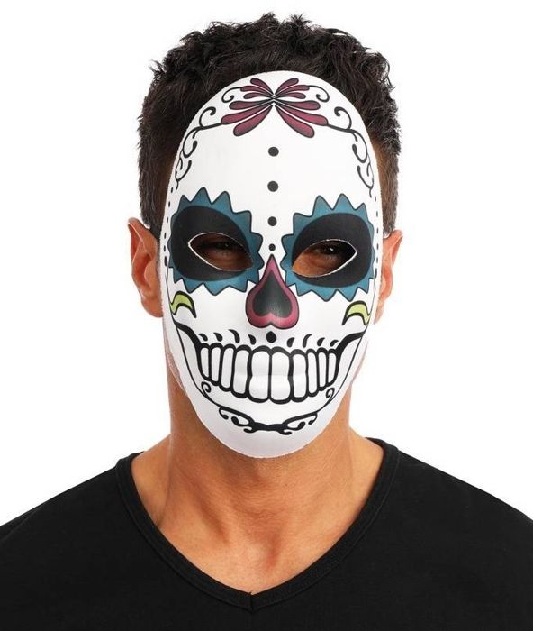 Mask - LITEN CLOWN - re23608 - De dödas dag - Mönster blommor och ansikte - One size