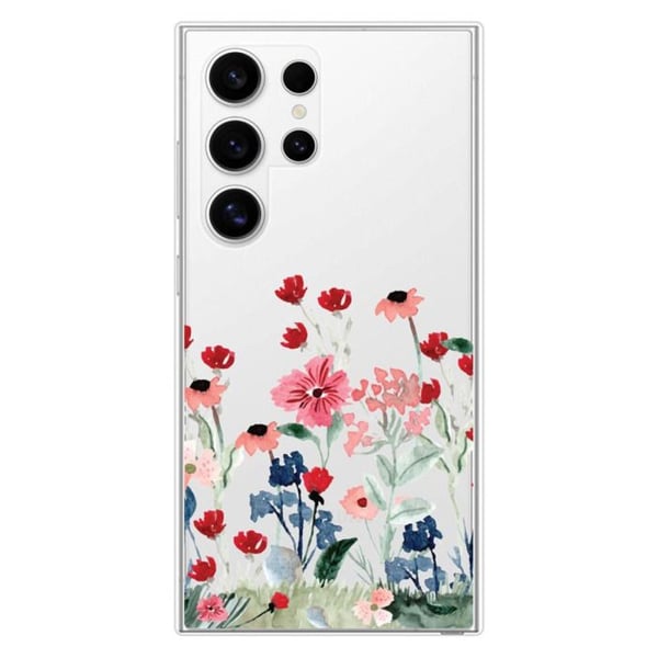 Siliconförstärkt skal med tryck kompatibel med Samsung Galaxy S24 Ultra Blomster vår