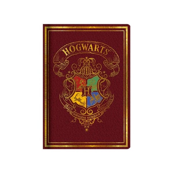 Anteckningsbok - Harry Potter - Hogwarts Vapen - Färgglad - A5 Format - Granatröd