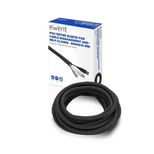 Kabelorganisatör Ewent EW1561 med stängning 8000x13mm Svart