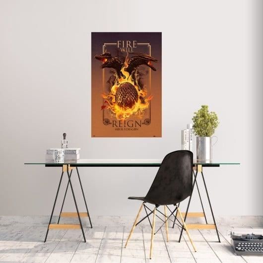 Poster - HUS AV DRAGONER - ELDEN SKA HÄRJA - 61 x 91cm - GRUPO ERIK