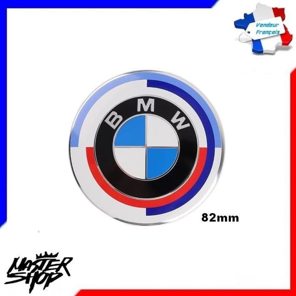 Bilaccessoar - BMW - M-logotyp 82 mm - 50-årsjubileum - Retro - Kompatibel med Serie 1 till 7