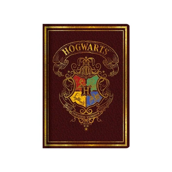 Anteckningsbok - Harry Potter - Hogwarts Vapen - Färgglad - A5 Format - Granatröd