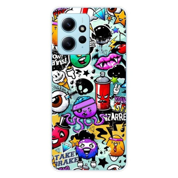 Tryckt silikonfodral som är kompatibelt med Xiaomi Redmi Note 12 4G Graffiti 2