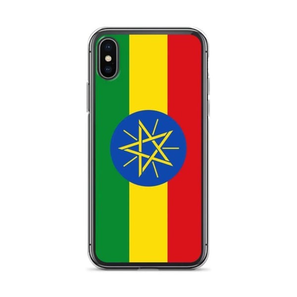 Telefonficka – Etiopiens flagga – Kompatibel med iPhone X – Mjuk fodral – Slitstark och stöt- och slagbeständig - Silikon - Pixelforma