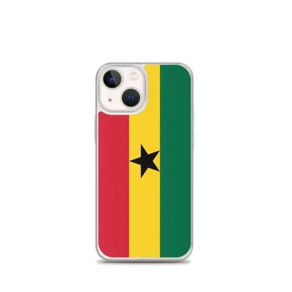 Telefonfodral – Ghanaflagga – Kompatibel med iPhone 13 mini – Flexibelt fodral – Slitstarkt och stöttåligt – Silikon – Pixelforma