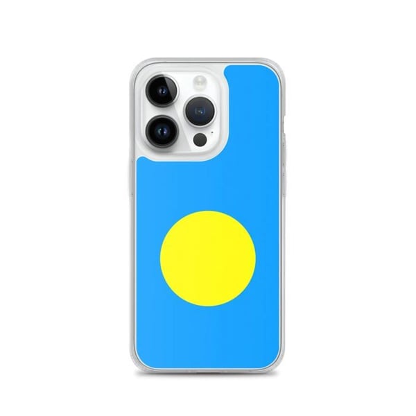 Mobilskal – Palauernas flagga – Kompatibel med iPhone 14 Pro – Mjuk skal – Stöt- och slitstarkt – Silikon – Pixelforma