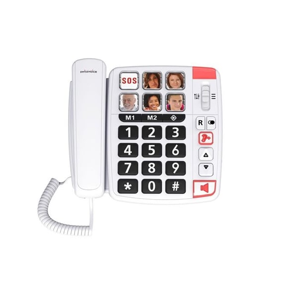 Senior sladdtelefon - SWISSVOICE Xtra 1110 - Stora knappar, SOS, hörselförstärkare