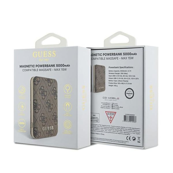 Gissa 4G Cuir Logotyp Metall MagSafe - Trådlöst batteri 5000 mAh 15 W MagSafe (brun)