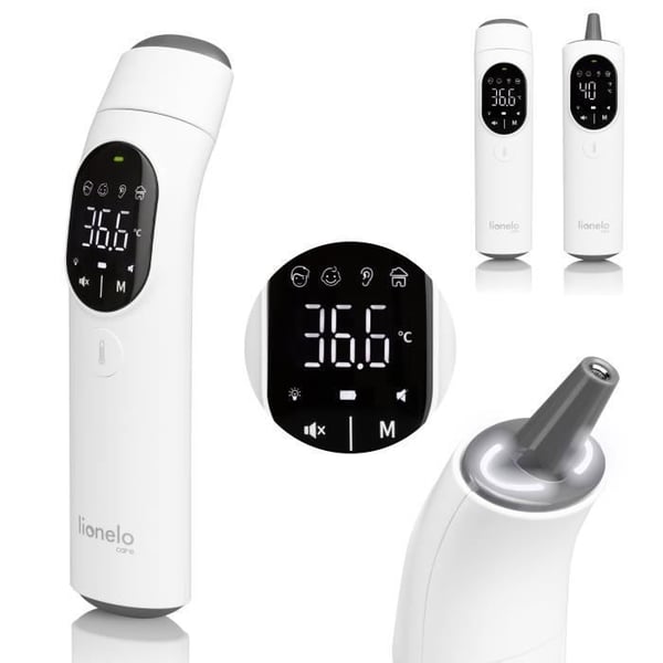 LIONELO Feverscan Digital Fronttermometer - Utan Kontakt - Minnefunktion - LED - Feberlarm - Mätning på 1 sekund