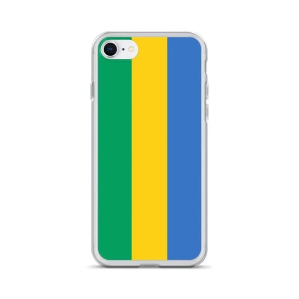 Mobilskal – Gabons flagga – Kompatibel med iPhone 8 Plus – Flexibelt fodral – Stöttåligt och chockresistent – Silikon – Pixelforma