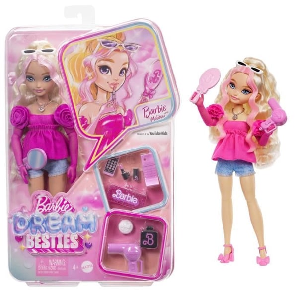 BARBIE Dream Team “Malibu” - Docka och 8 tillbehör - Barbie - HYC21