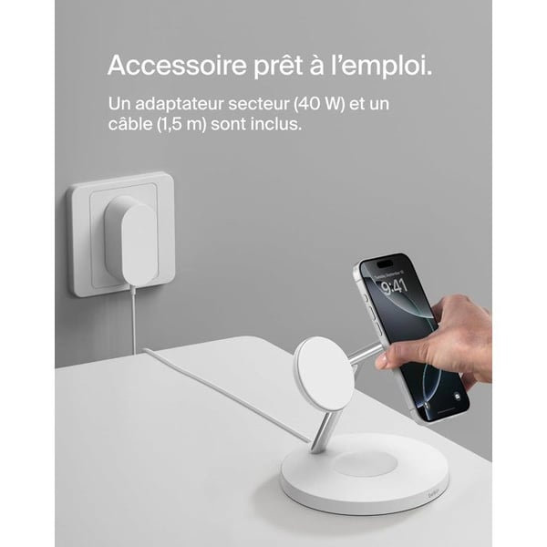 Laddstation - BELKIN - Qi1 - 3-i-1 - 15 W - Vit