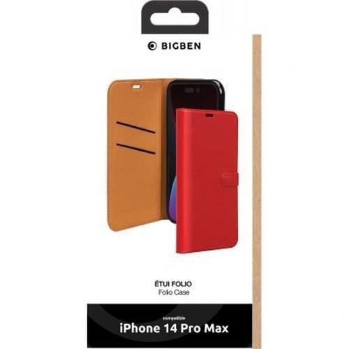 Fodral till iPhone 14 Pro Max - BIGBEN CONNECTED - Folioplånbok - Röd - Magnetisk stängning