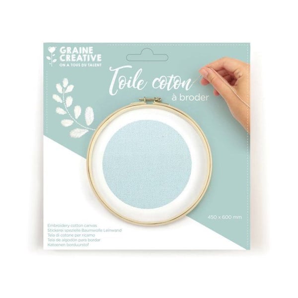 Graine Créative - Bomullstyg Ideal för broderi Vattengrön 45 x 60 cm