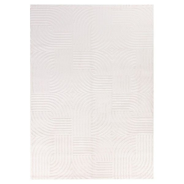 Soffmatta - AYYILDIZ - bohemisk skandinavisk stil - 80x250 cm - reliefmönster i rutor - mjuk kräm 12 mm