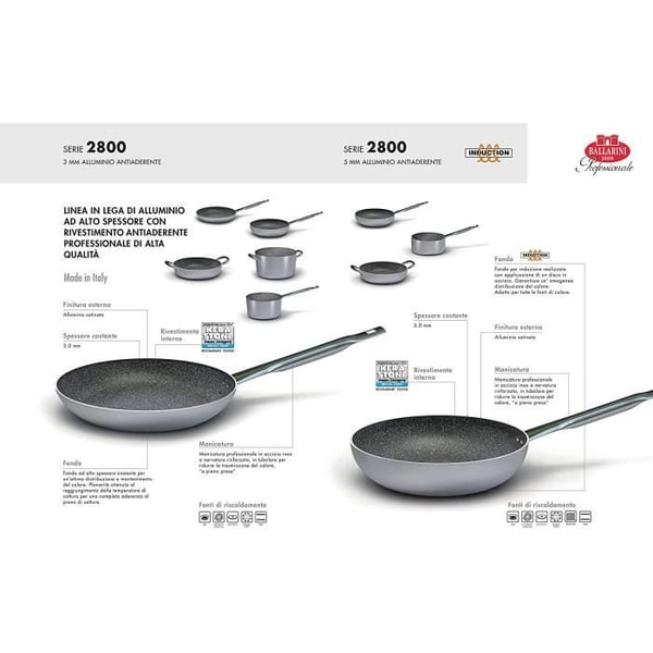 BALLARINI Stegepande Høj B53T57 1 Håndtag Diameter 28 cm Granit - 1000071