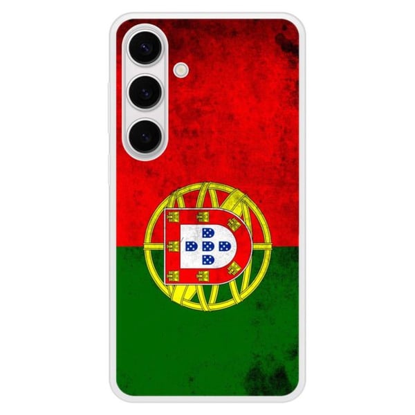 Förstärkt silikonfodral med tryck, kompatibel med Samsung Galaxy S24 Plus, Portugals flagga.