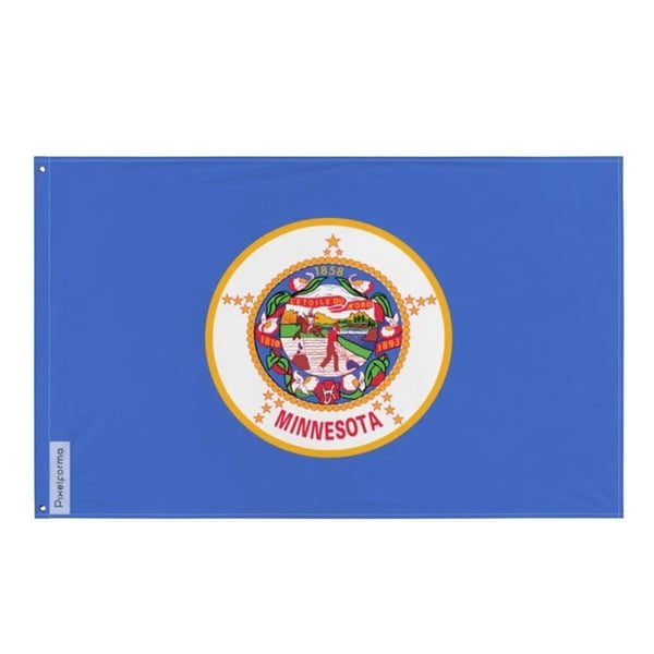 Minnesotas flagga – 90 x 150 cm – Hållbar polyester – 2 ögla i metall – Inomhus / Utomhus – Pixelforma