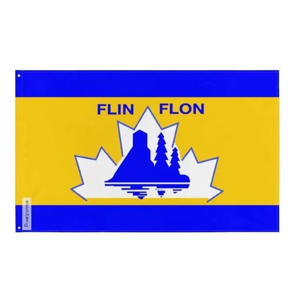 Flin Flon Flagga – 64 x 96 cm – Hållbar Polyester – 2 Metallöglor – Inomhus / Utomhus – Pixelforma