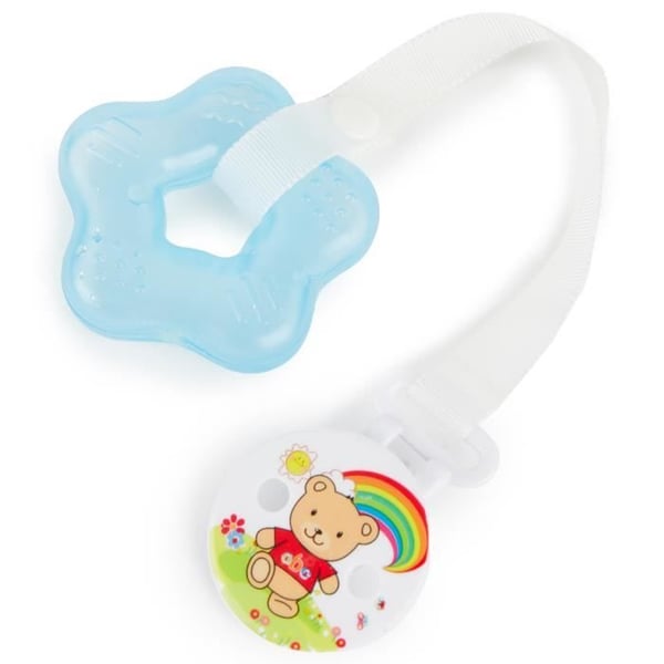Bieco Cooling Teether Blue med klämmahållare för baby 30g - Kylande tandsjukdomar för baby