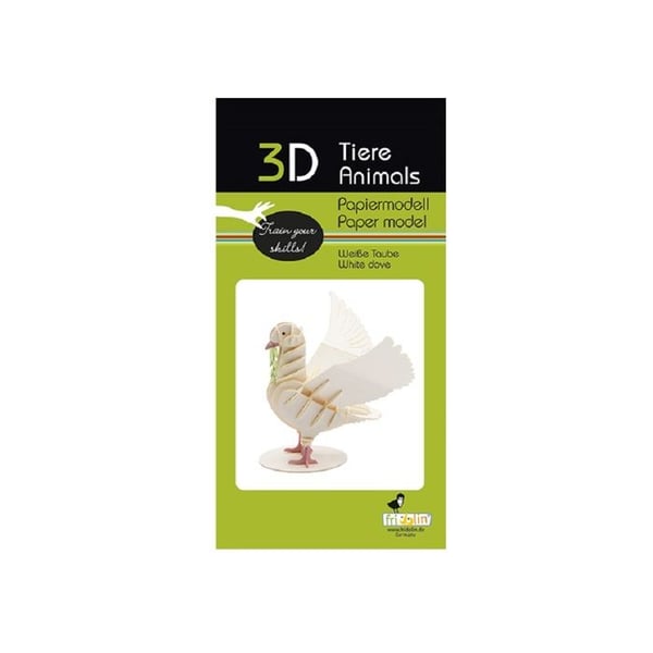 3D-pappermodell - Fridolin - Vit duva - 7,5 × 8,5 × 8 cm - Att montera själv - Från 8 år