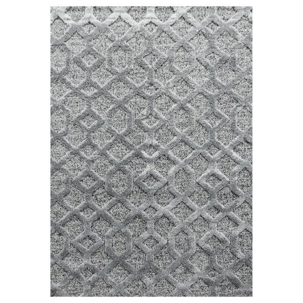 Matta - AYYILDIZ - Design med kort lugg - 3-D Rutmönster - 120x170 cm - Inomhus