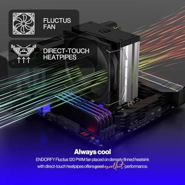 Luftkylare för CPU - ENDORFY - Fera 5 - Tyst - Halvpassiv läge - 120 mm