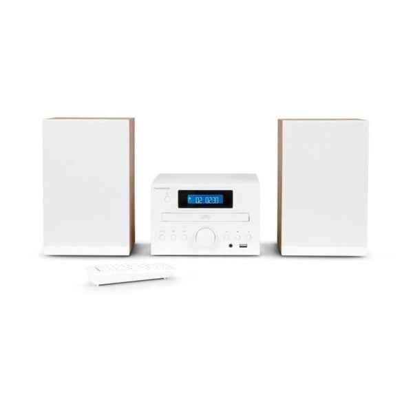 Microsystem - THOMSON - COSY MIC121BT - CD-spelare, Bluetooth, FM-radio, MP3, USB - Trä och vit