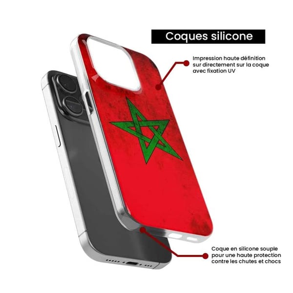 1001Coques - Silikonfodral kompatibelt med Samsung Galaxy A32 5G - Marockanskt flaggmotiv - Originaldesign tryckt i Frankrike