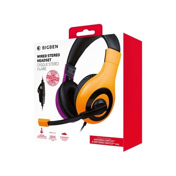 Trådbundet stereohörlurar - NACON - Nintendo Switch - Rosa och orange - Omnidirektionell mikrofon - Bekväm