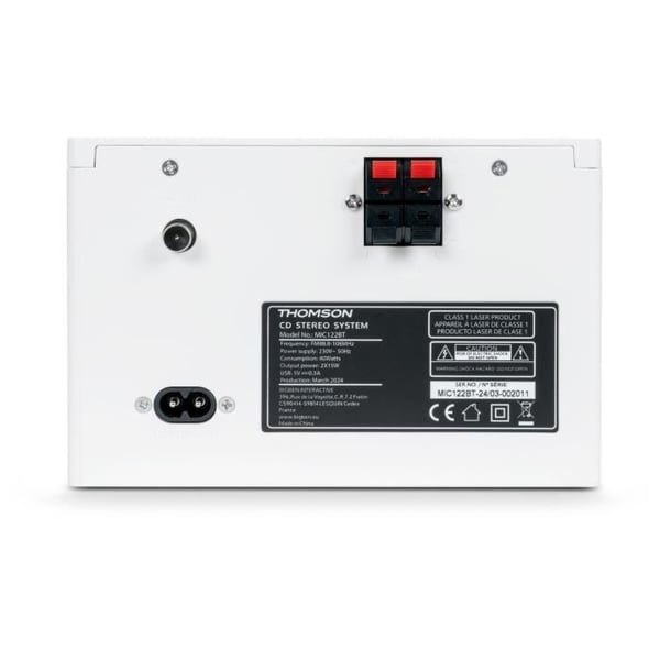 Microsystem - THOMSON - COSY MIC121BT - CD-spelare, Bluetooth, FM-radio, MP3, USB - Trä och vit