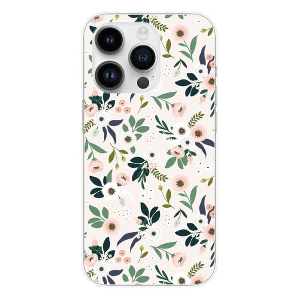 Siliconecover med tryck kompatibel med Apple iPhone 15 Pro blommor