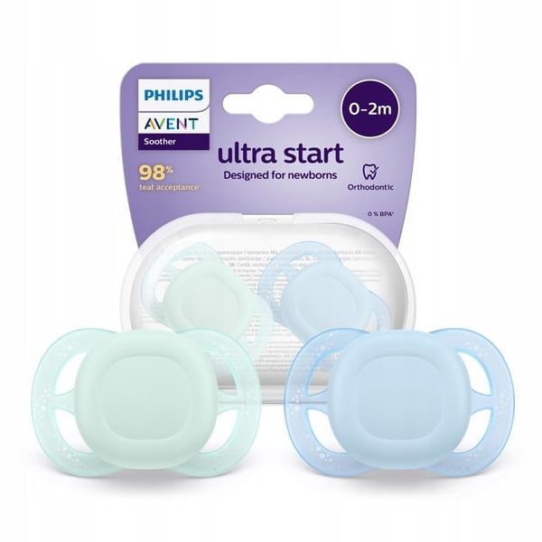 Nyfödd napp - Philips Avent - Ultra Start SCF07512 - Ortodontisk silikon 0 2 månader - Pack om 2