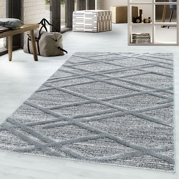 Matta - AYYILDIZ - Design med kort lugg - 120x170 cm - Mönster Rutmönster 3-D - Inomhus