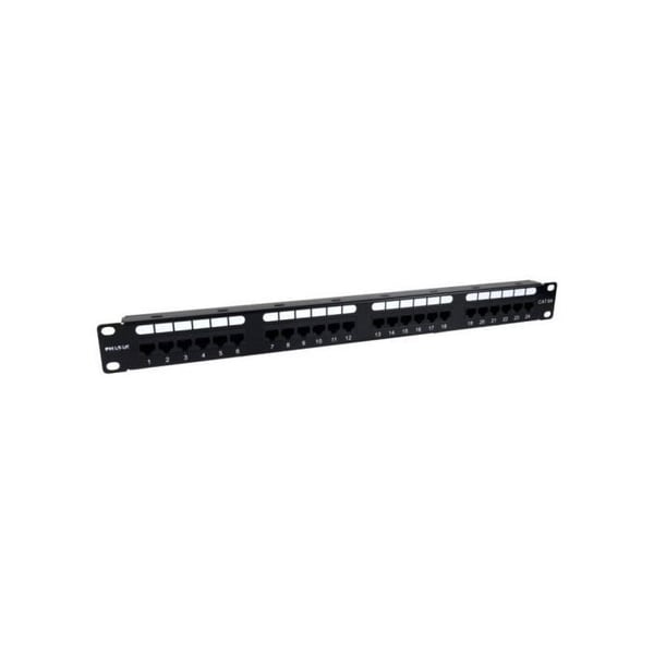 Patch Panel Phasak PU 2421 24 portar Cat.6A UTP RJ45 Dual 1U 19" Rack Aluminium Svart