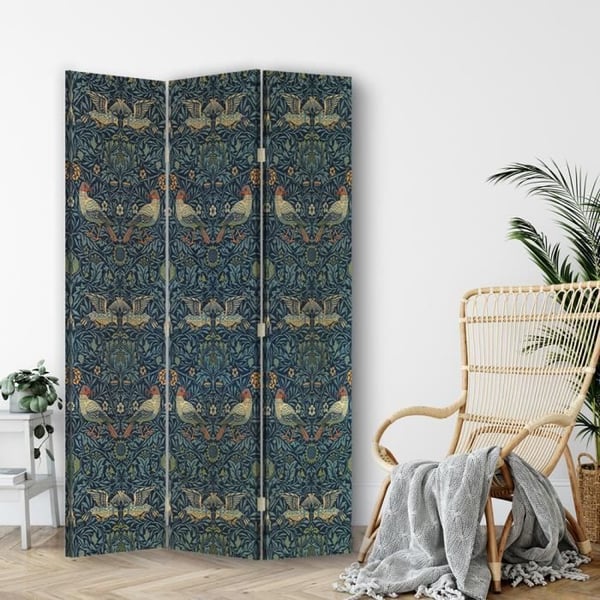 Legendarte - Skärm - Skiljevägg med dubbelsidigt tryck Fågel - William Morris cm. 110x150 (3x)