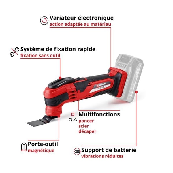 Einhell Trådlös multifunktionsverktyg VARRITO - Solo PXC (18V, 11000-20000 min.-1) Levereras utan batteri eller laddare
