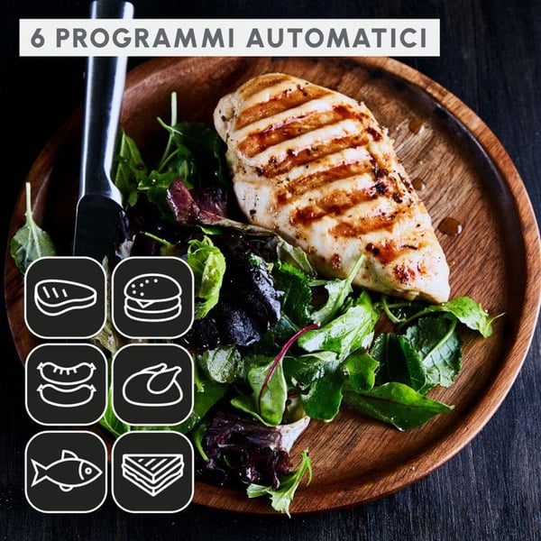 Elgrill - MOULINEX - OptiGrill+ - 6 automatiske programmer - 1800 Watt - Non-stick plader