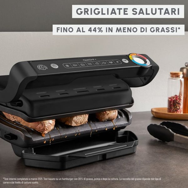 Elgrill - MOULINEX - OptiGrill+ - 6 automatiske programmer - 1800 Watt - Non-stick plader