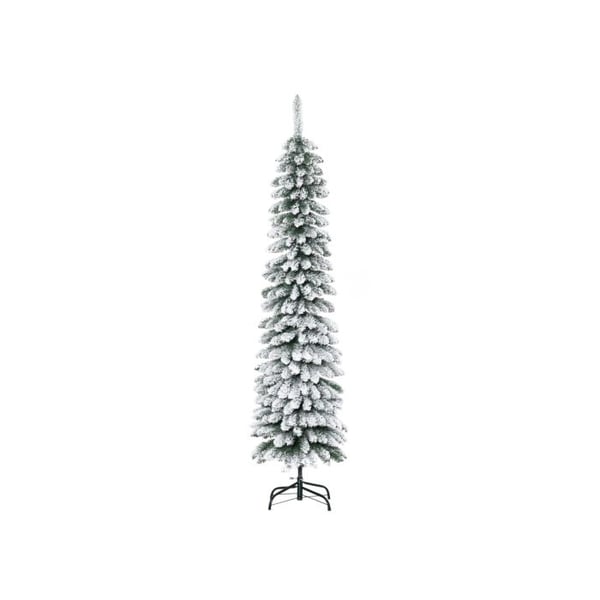 HOMCOM Kunstig juletræ, sneklædt, smalt design, flammehæmmende, 180 cm, grøn/hvid
