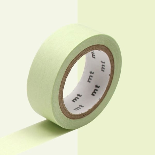 Enfärgad pastelltejp - MASKING TAPE (MT) - Ljusgrön - 1,5 cm - 7 m - Vuxen