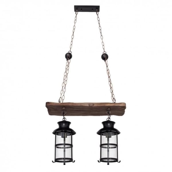 Rustik taklampa - FAB - Cortijo - 2 lampor - Brun - Glas