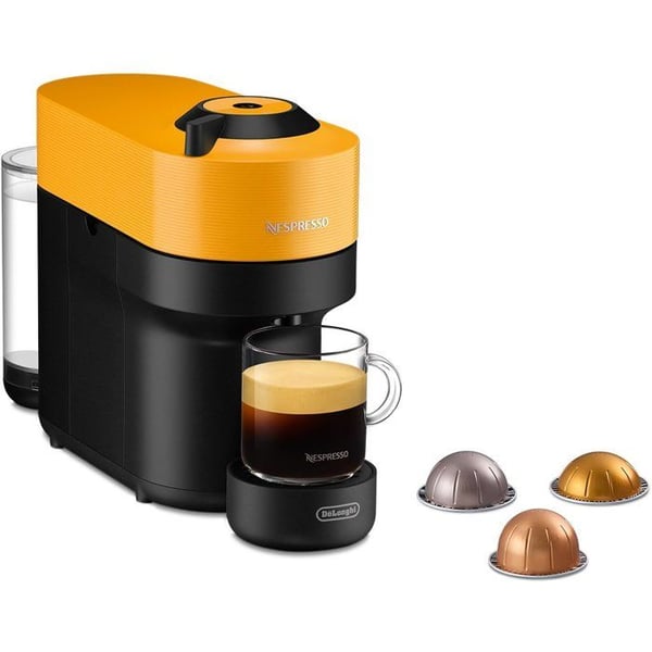 Kapselkaffemaskin - Nespresso - De'Longhi - Vertuo pop - ENV90.Y - Gul - 7 Nespresso-kapslar ingår